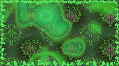 Arkaplan dokusu, duvar kağıdı, yeşil renkli çiçek teması. Soyut etnik raster kusursuz desen. Kabile sanatı boho baskısı, klasik çiçek arkaplanı.