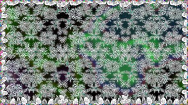 El çizimi çiçek unsurları olan soyut, dikişsiz raster deseni. Açık. Retro tekstil tasarım koleksiyonu. 1950-1960 motifleri. Çiçekli ipek eşarp..