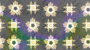 Çiçek ve yapraklı karalama şeklinde Raster çiçek deseni. Gri renklerde bahar çiçekleri. Raster illüstrasyonu.