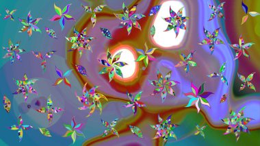 Raster illüstrasyonu. Ultraviyole kumaş deseni. Organik motif arka planı. Çizim deseni.