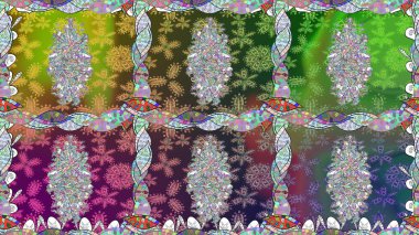 Soyut çiçek desensiz arkaplan. Raster deseni. Raster illüstrasyonu. Yeşil renklerde. Küçük çiçekte sevimli çiçek deseni var..