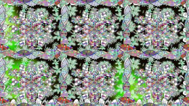 Tarafsız renklerde bahar çiçekleri. Raster illüstrasyonu. Raster çiçekleri klasik tarzda çizilmiş. Çiçekli, pürüzsüz desen.