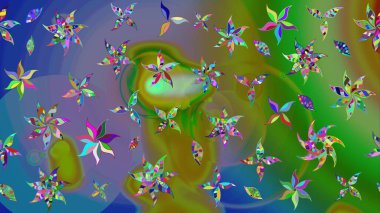 Çiçekler suluboya tarzında yeşil renkte. Çiçekli yeşil renkte bir çiçek deseni çiz.