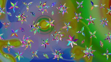 Küçük çiçekteki sevimli çiçek deseni. Robot resim. Raster illüstrasyonu.