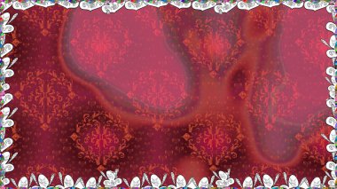 Raster illüstrasyonu. Raster illüstrasyonu. Kusursuz çiçek deseni. Asya tekstil tarzında. Kırmızı renkte çiçekler.