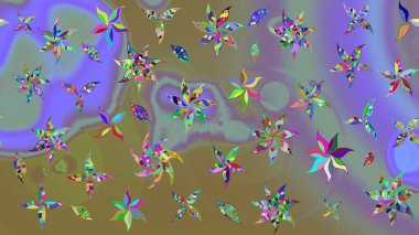 Moda baskısı, albüm, ambalaj kağıdı ve duvar kağıdı için zarif dekoratif süslemeler. Raster illüstrasyonu. Tarafsız renklerde şirin çiçekler. Küçük çiçekli basit bir çiçek çizimi..