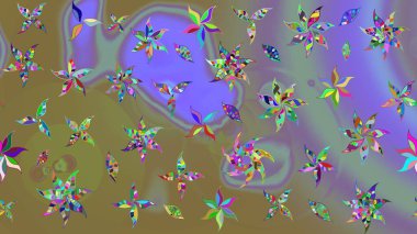 Tarafsız renklerde etnik çiçeklerle süslenmiş zarif bir eskiz. Raster Çiçek İllüstrasyon Şirin Tekstil.