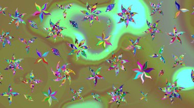 Kumaş, duvar kağıdı ve kağıt üzerine baskı yapmak için gelişen arka plan. Eski usul küçük çiçekli şirin bir eskiz deseni. Moda arka planında parlak buketler. Raster illüstrasyonu.