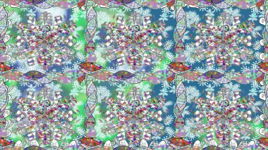 Tekstil için dikişsiz suluboya desen. Elle çizilmiş çiçek deseni (fayans). Sevimli çiçekler, desenli, nötr renklerle renksiz desen.