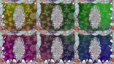 Çiçekli, pürüzsüz bir desen. Raster illüstrasyonu. Raster çiçekleri klasik tarzda çizilmiş. Nazikçe, rengarenk bahar çiçekleri.