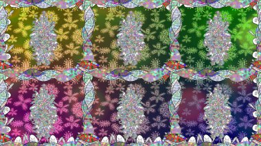 Yeşil renkli çiçekler. Çiçekli karalama şeklinde Raster çiçek deseni. Yumuşak, yaz çiçekli arka plan.