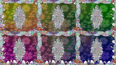 Nazik, narin çiçek arkaplanı. Çiçekli karalama şeklinde Raster çiçek deseni. Yeşil renkte çiçekler.