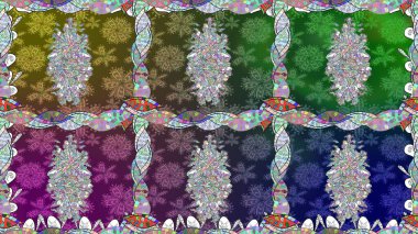 Asyalı tekstil renkleri. Raster illüstrasyonu. Kusursuz çiçek deseni.