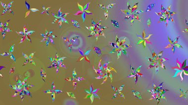 Raster illüstrasyonundaki çiçek desenli çizim. Tarafsız renklerde çiçekler.