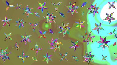 Motley illüstrasyonu. Moda baskıları için zarif bir şablon. Robot resim. Küçük çiçekte güzel bir desen. Çiçekli bahar çiçekleri. Küçük renkli çiçekler..