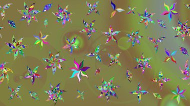 Raster illüstrasyonu. Tarafsız renklerde çiçekler. El çizimi çiçekli soyut çizim deseni.