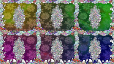 Yeşil renkli çiçekler. Sevimli çiçek raster deseni. Düz Çiçek Elementleri Tasarımı. Renkli Bahar Teması Kusursuz Arkaplan.