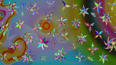 Küçük çiçekteki sevimli çiçek deseni. Raster illüstrasyonu. Kahverengi renkte çiçekler.