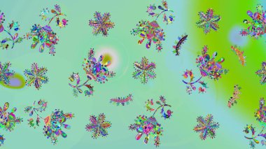 Yıldızlı ve düşen kar taneli büyülü, nötr ve mavi tatil soyut arka planı. Noel nötr ve hüzünlü. Raster illüstrasyonu.