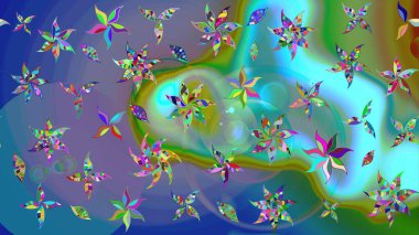 Yumuşak, yaz çiçekli arka plan. Mavi renkli çiçekler. Raster çiçek desenli ve çiçekli..