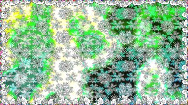 Çiçekli karalama şeklinde Raster çiçek deseni. Yeşil renkli çiçekler. Nazik, sevimli çiçek arkaplanı..