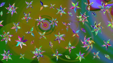 Güzel kumaş deseni. Raster suluboya deseni, narin çiçekler, yeşil çiçekler, tebrik kartı şablonu..