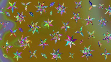 Raster illüstrasyonu. Kahverengi renkte zarif çiçekli suluboya. Düz Çiçek Elementleri Tasarımı. Renkli Bahar Teması çizim şablonu.