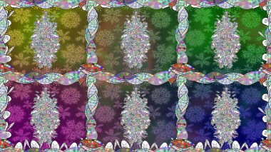 Yeşil renkli çiçekler. Düz Çiçek Elementleri Tasarımı. Çiçekle kusursuz desen. Renkli Bahar Teması Kusursuz Arkaplan.