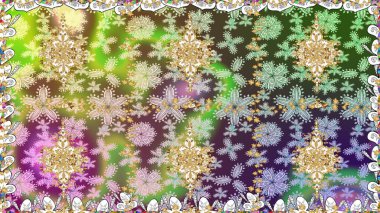 Tarafsız renklerde altın element. Altın desenli çiçek dekoru. Doğu tarzı element. Çizgi sanatı tasarım şablonu için kusursuz sınır. Davetiyeler, kartlar, web sayfası için Raster illüstrasyonu.