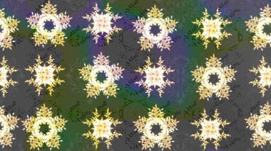 Güzel dekorasyon. Raster illüstrasyon kar taneleri. Gri ve yeşil renkli suluboya kar taneleri. Kışın sembolü.