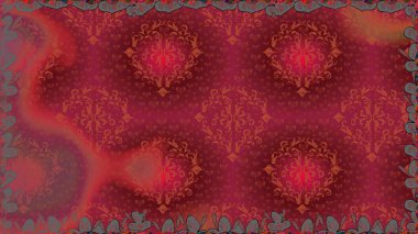 El çizimi çiçekli, soyut, pürüzsüz desen. Raster illüstrasyonu. Kırmızı renkte çiçekler.