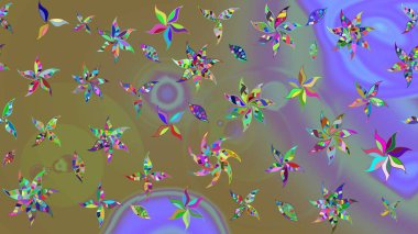 Düz Çiçek Elementleri Tasarımı. Güzel kumaş deseni. Güzel eskiz şekli. Raster çiçekli arka plan. Yazdır. Renkli Yaz Teması çizim şablonu.