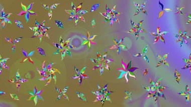 Düz Çiçek Elementleri Tasarımı. Renkli Bahar Teması eskiz kalıbı. Raster illüstrasyonundaki çiçek desenli çizim. Tarafsız renklerde çiçekler.