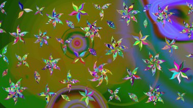 Tekstil ve kapak tasarımı için mükemmel. Doodle tarzı. Yeşil renkli çiçekler. Renkli yeşil çizim kalıbı. Elle çizilmiş sonbahar çiçeği deseni..