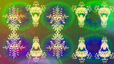 Raster düz çiçekleri pürüzsüz desen. Hediye ambalaj kağıdı, tebrik kartları, posterler ve pankart tasarımı. Yeşil renkte çiçekler.