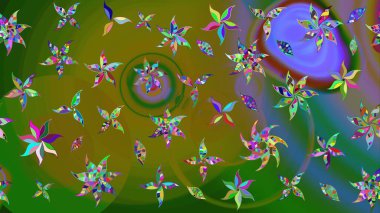 Yeşil renklerde. Yeşil renkli yeşil papatya deseni. Raster illüstrasyonu.