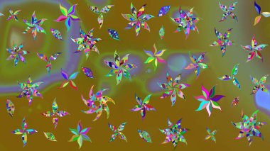 Raster Çiçek İllüstrasyonu güzel tekstil. Kahverengi renkli etnik çiçeklerle zarif bir eskiz deseni..