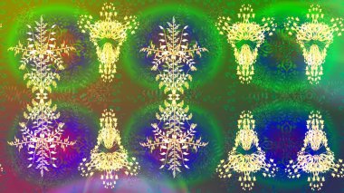 Raster düz çiçekleri pürüzsüz desen. Hediye ambalaj kağıdı, tebrik kartları, posterler ve pankart tasarımı. Yeşil renkte çiçekler.