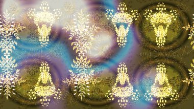 Farklı kar taneleri toplayıcısı, kahverengi ve nötr renklerde kış elementleri. Raster Noel soyut renkli arkaplan ve tatlı kar tanesi.