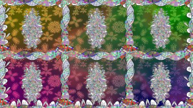 Raster Çiçek İllüstrasyonu güzel tekstil. Yeşil renkli etnik çiçeklerle kusursuz bir desen..