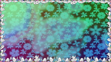 Raster - stok. Yapraklı çiçekler ve mavi renkli papatya çiçekleri. Kusursuz arkaplan deseni.