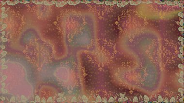 Çiçekli ipek eşarp. El çizimi çiçek unsurları olan soyut, dikişsiz raster deseni. Retro tekstil tasarım koleksiyonu. Kahverengi üzerine kahverengi. 1950 'ler-1960' lar motifleri.