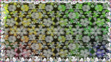 Hediye ambalaj kağıdı, tebrik kartları, posterler ve pankart tasarımı. Renkli çiçekler. Raster düz çiçekleri pürüzsüz desen.