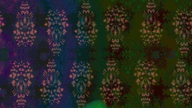 Kar tanesi renkli desen. Snowflakes desen. Raster kar taneleri arka plan. Renk arka plan üzerinde izole soyut kar taneleri ile düz tasarım. Raster illüstrasyon.