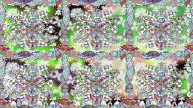 Raster. Güzel suluboya çiçekler, parlak renkler inspineutral çiçek desenli dikişsiz arka plan..