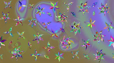 Raster illüstrasyonu. El çizimi. Çiçekler, dallar, bitkiler ve çiçekler. Güzel kumaş deseni.