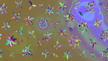 El çizimi Raster çizimi. Çizim çiçek deseni duvar kağıdı, web sitesi arka planı, ambalaj kağıdı, davetiye, broşür, afiş veya web sitesi için kullanılabilir. Parlak elementlerin.