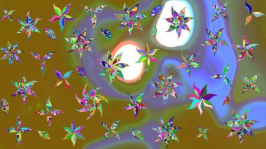 Raster illüstrasyonu. Çizim çiçek deseni duvar kâğıdı olarak kullanılabilir. Kahverengi renkte çiçekler.