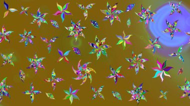 Kahverengi renkli çiçekler. Raster illüstrasyonunda çiçek deseni çizimi.