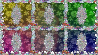 Elle çizilmiş çiçek deseni (fayans). Tekstil için dikişsiz suluboya desen. Sevimli çiçekleri, desenleri, yeşil renkleri olan renksiz desenler..